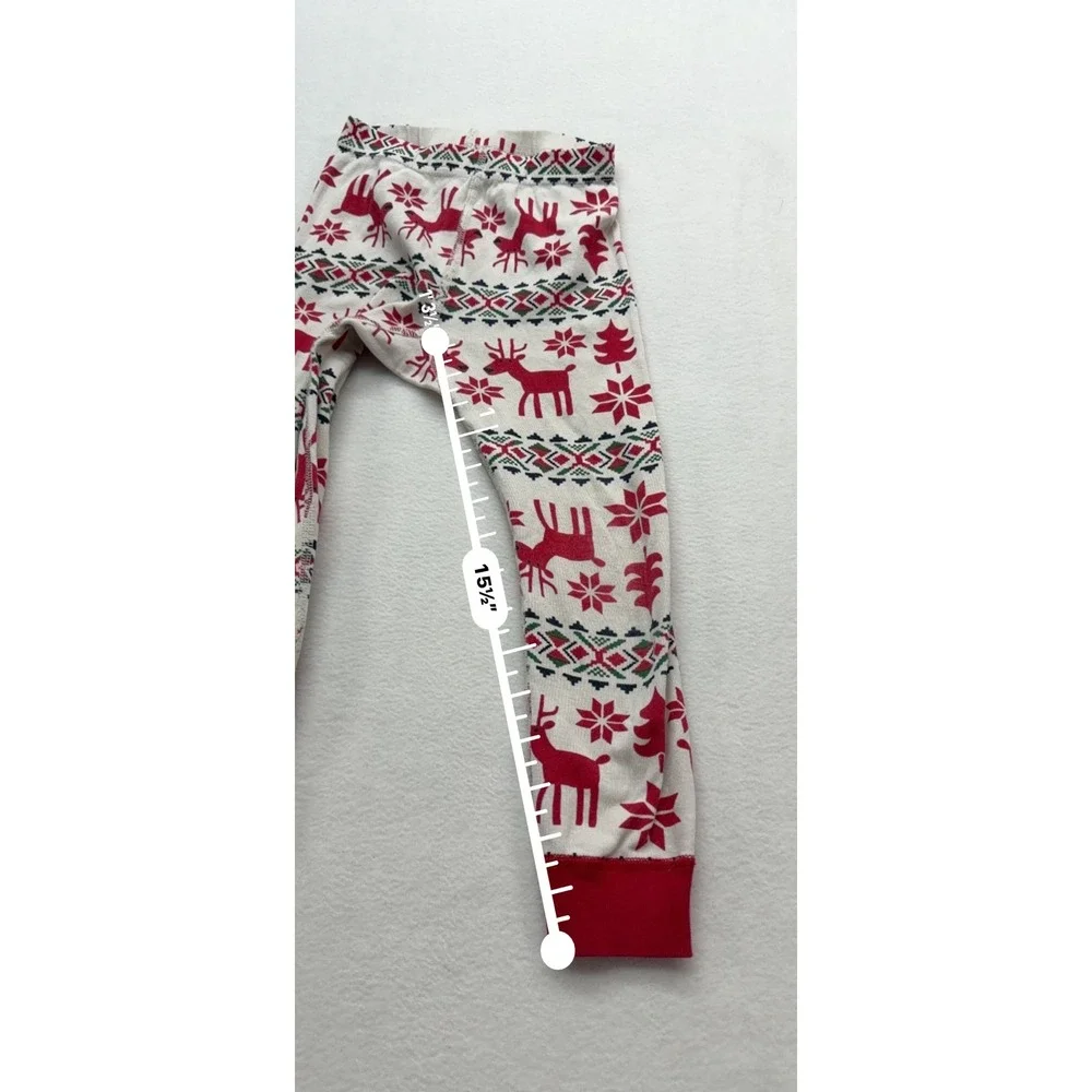 Hanna‎ Andersson Reindeer Fair Isle Long John Pajama Pants Kids 4 Red White